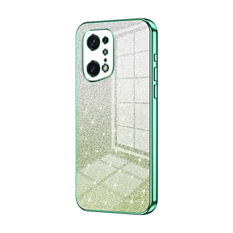 For OPPO Find X5 Pro Gradient Glitter Powder Electroplated Phone Case(Green) - OPPO Cases by PMC Jewellery | Online Shopping South Africa | PMC Jewellery | Buy Now Pay Later Mobicred