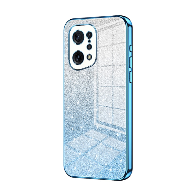 For OPPO Find X5 Gradient Glitter Powder Electroplated Phone Case(Blue) - OPPO Cases by PMC TechLife | Online Shopping South Africa | PMC TechLife | Buy Now Pay Later Mobicred