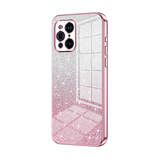 For OPPO Find X3 / Find X3 Pro Gradient Glitter Powder Electroplated Phone Case(Pink) - OPPO Cases by PMC Jewellery | Online Shopping South Africa | PMC Jewellery | Buy Now Pay Later Mobicred