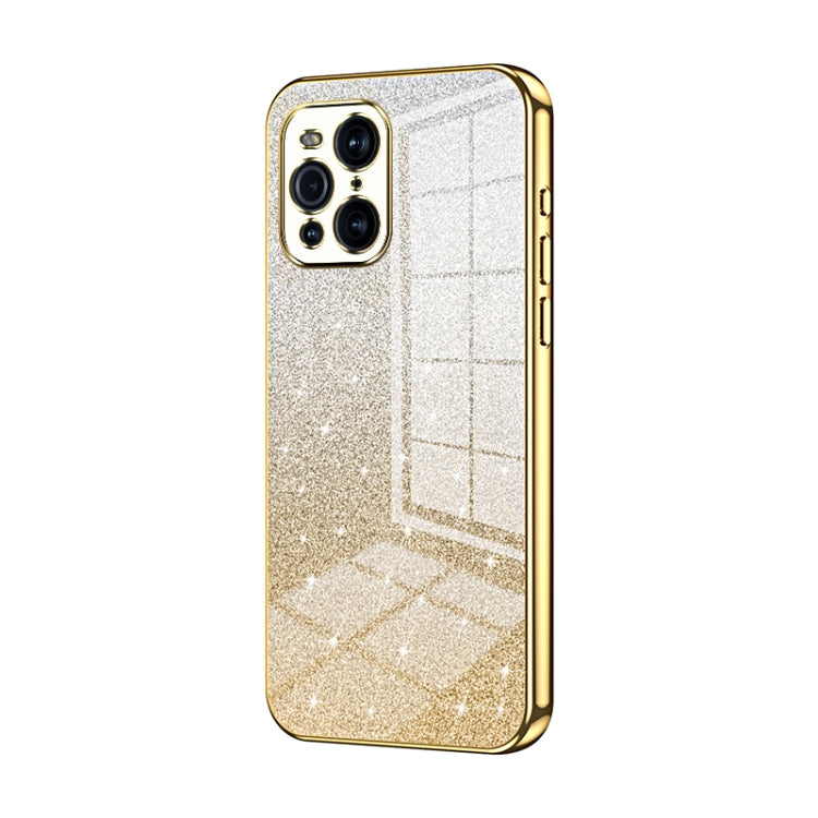 For OPPO Find X3 / Find X3 Pro Gradient Glitter Powder Electroplated Phone Case(Gold) - OPPO Cases by PMC TechLife | Online Shopping South Africa | PMC TechLife | Buy Now Pay Later Mobicred