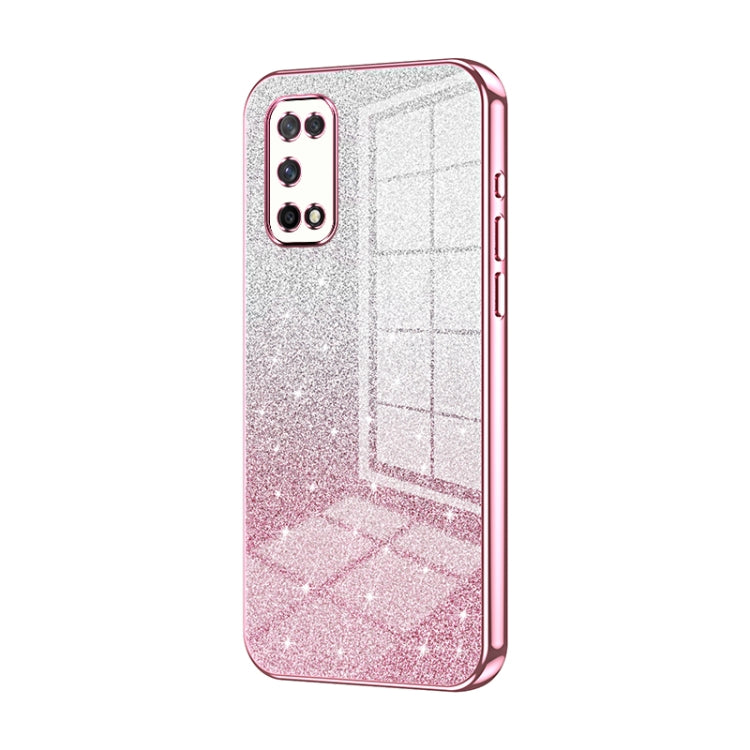 For OPPO K7x / Realme V5 5G Gradient Glitter Powder Electroplated Phone Case(Pink) - OPPO Cases by PMC Jewellery | Online Shopping South Africa | PMC Jewellery | Buy Now Pay Later Mobicred