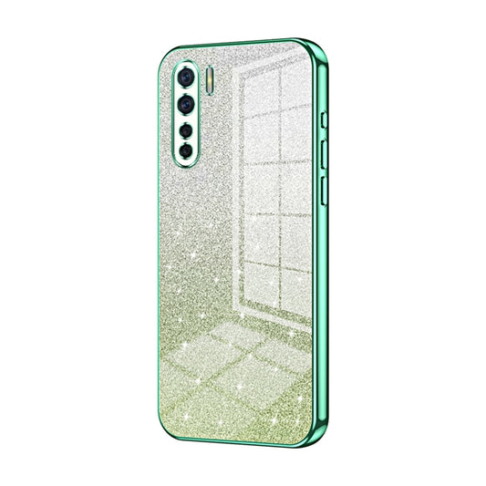For OPPO Reno3 4G / F15 / A91 Gradient Glitter Powder Electroplated Phone Case(Green) - OPPO Cases by PMC Jewellery | Online Shopping South Africa | PMC Jewellery | Buy Now Pay Later Mobicred