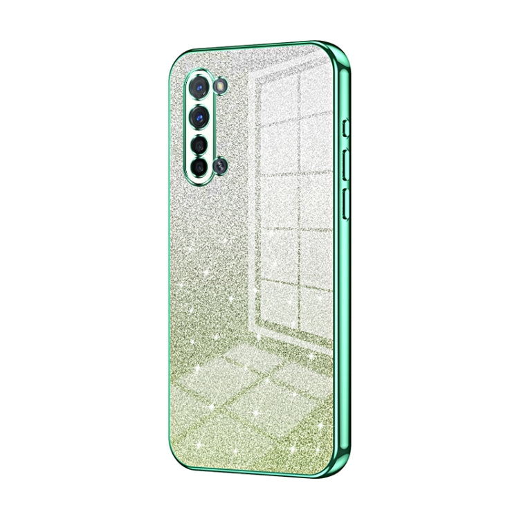 For OPPO Reno3 5G / Find X2 Lite Gradient Glitter Powder Electroplated Phone Case(Green) - OPPO Cases by PMC TechLife | Online Shopping South Africa | PMC TechLife | Buy Now Pay Later Mobicred