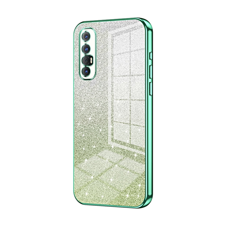 For OPPO Reno3 Pro Gradient Glitter Powder Electroplated Phone Case(Green) - OPPO Cases by PMC TechLife | Online Shopping South Africa | PMC TechLife | Buy Now Pay Later Mobicred