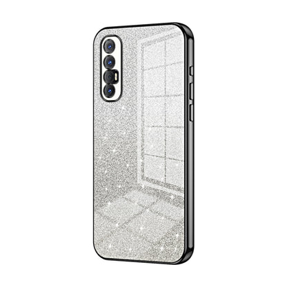 For OPPO Reno3 Pro Gradient Glitter Powder Electroplated Phone Case(Black) - OPPO Cases by PMC Jewellery | Online Shopping South Africa | PMC Jewellery | Buy Now Pay Later Mobicred