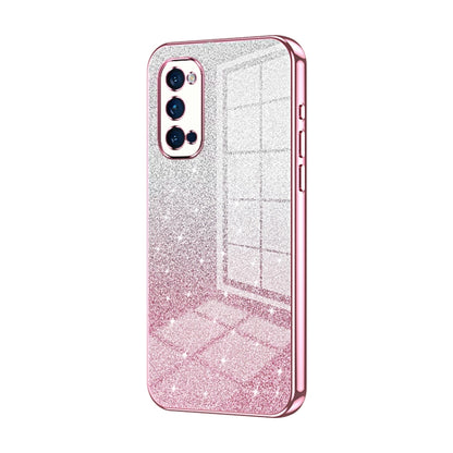 For OPPO Reno4 Pro Gradient Glitter Powder Electroplated Phone Case(Pink) - OPPO Cases by PMC Jewellery | Online Shopping South Africa | PMC Jewellery | Buy Now Pay Later Mobicred