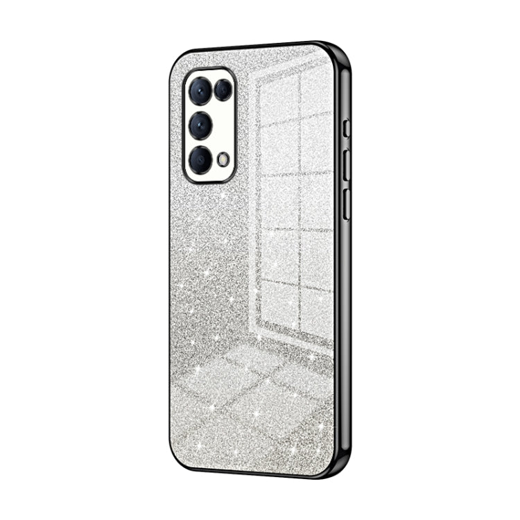 For OPPO Reno5 4G/5G / Reno5 K Gradient Glitter Powder Electroplated Phone Case(Black) - OPPO Cases by PMC TechLife | Online Shopping South Africa | PMC TechLife | Buy Now Pay Later Mobicred