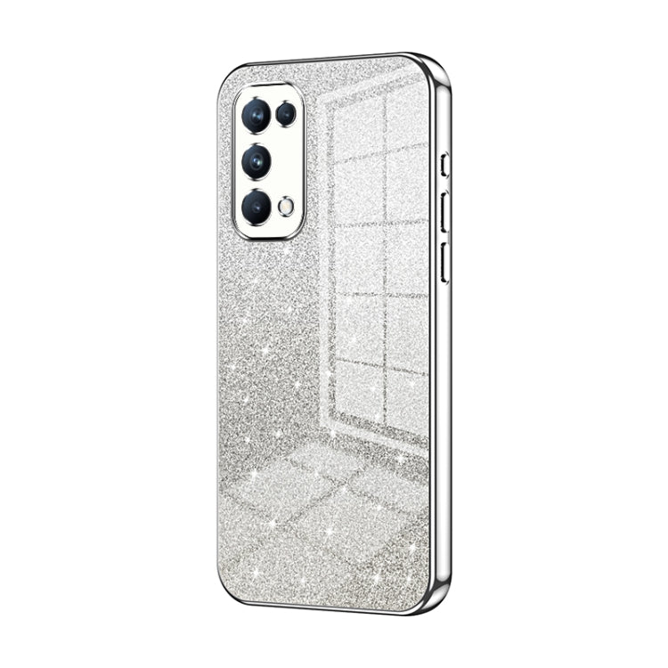 For OPPO Reno5 Pro Gradient Glitter Powder Electroplated Phone Case(Silver) - OPPO Cases by PMC Jewellery | Online Shopping South Africa | PMC Jewellery | Buy Now Pay Later Mobicred