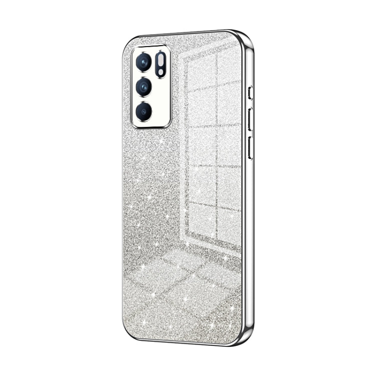 For OPPO Reno6 Indian / Malay Gradient Glitter Powder Electroplated Phone Case(Silver) - OPPO Cases by PMC Jewellery | Online Shopping South Africa | PMC Jewellery | Buy Now Pay Later Mobicred