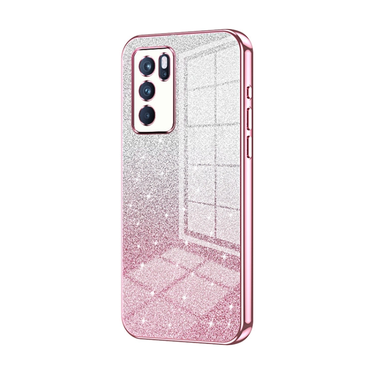 For OPPO Reno6 Pro Indian  Gradient Glitter Powder Electroplated Phone Case(Pink) - OPPO Cases by PMC Jewellery | Online Shopping South Africa | PMC Jewellery | Buy Now Pay Later Mobicred