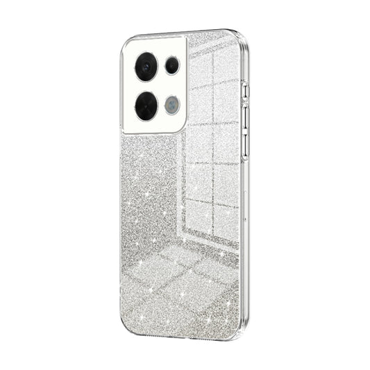 For OPPO Reno8 Gradient Glitter Powder Electroplated Phone Case(Transparent) - OPPO Cases by PMC Jewellery | Online Shopping South Africa | PMC Jewellery | Buy Now Pay Later Mobicred