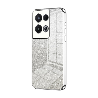 For OPPO Reno8 Pro Gradient Glitter Powder Electroplated Phone Case(Silver) - OPPO Cases by PMC Jewellery | Online Shopping South Africa | PMC Jewellery | Buy Now Pay Later Mobicred
