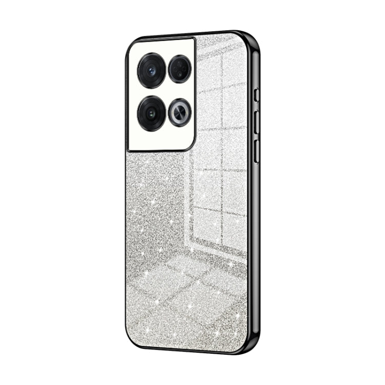 For OPPO Reno8 Pro Gradient Glitter Powder Electroplated Phone Case(Black) - OPPO Cases by PMC TechLife | Online Shopping South Africa | PMC TechLife | Buy Now Pay Later Mobicred