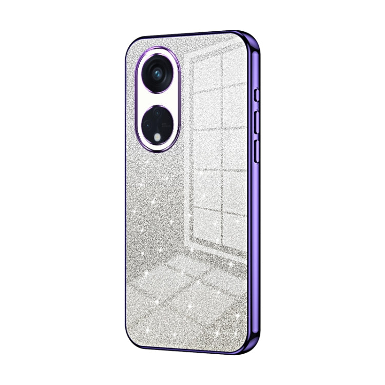 For OPPO Reno8 T 5G Gradient Glitter Powder Electroplated Phone Case(Purple) - OPPO Cases by PMC TechLife | Online Shopping South Africa | PMC TechLife | Buy Now Pay Later Mobicred