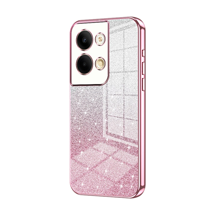 For OPPO Reno9 / Reno9 Pro Gradient Glitter Powder Electroplated Phone Case(Pink) - OPPO Cases by PMC Jewellery | Online Shopping South Africa | PMC Jewellery | Buy Now Pay Later Mobicred
