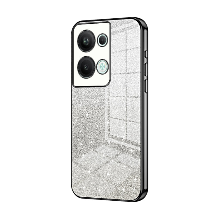For OPPO Reno9 Pro+ Gradient Glitter Powder Electroplated Phone Case(Black) - OPPO Cases by PMC TechLife | Online Shopping South Africa | PMC TechLife | Buy Now Pay Later Mobicred