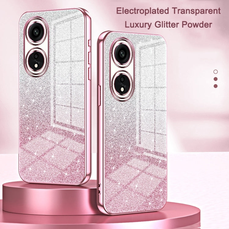 For OPPO Reno6 Pro+ Gradient Glitter Powder Electroplated Phone Case(Pink) - free shipping - PMC TechLife - Order now!