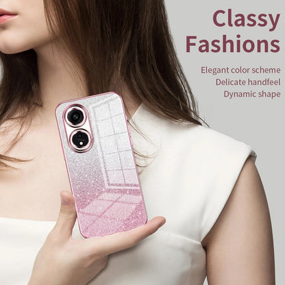 For OPPO Reno4 Pro Gradient Glitter Powder Electroplated Phone Case(Transparent) - OPPO Cases by PMC Jewellery | Online Shopping South Africa | PMC Jewellery | Buy Now Pay Later Mobicred