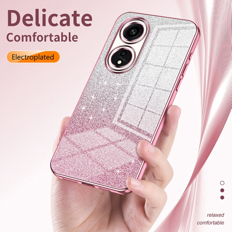 For OPPO Reno7 5G Gradient Glitter Powder Electroplated Phone Case(Transparent) - OPPO Cases by PMC Jewellery | Online Shopping South Africa | PMC Jewellery | Buy Now Pay Later Mobicred