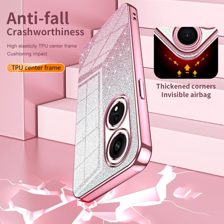 For OPPO A60 Gradient Glitter Powder Electroplated Phone Case(Silver) - OPPO Cases by PMC TechLife | Online Shopping South Africa | PMC TechLife | Buy Now Pay Later Mobicred