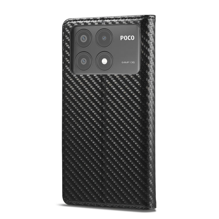 For Xiaomi Poco X6 Pro 5G LC.IMEEKE Carbon Fiber Texture Flip Leather Phone Case(Vertical Black) - Xiaomi Cases by LC.IMEEKE | Online Shopping South Africa | PMC Jewellery | Buy Now Pay Later Mobicred