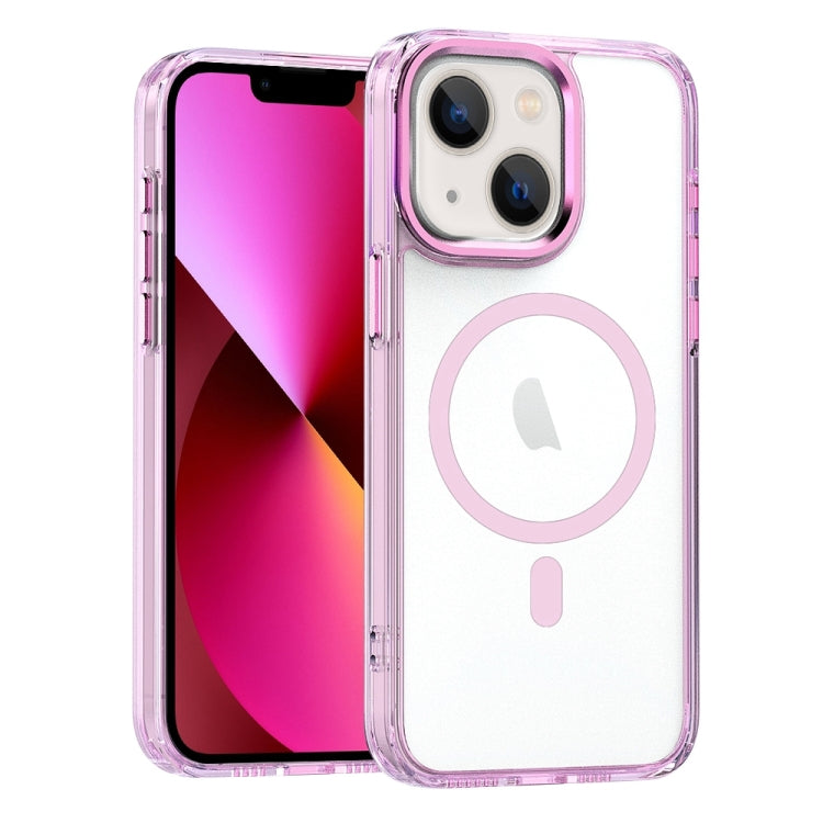 For iPhone 13 MagSafe Magnetic Clear Phone Case(Pink) - iPhone 13 Cases by PMC Jewellery | Online Shopping South Africa | PMC Jewellery