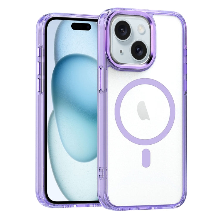 For iPhone 15 Plus MagSafe Magnetic Clear Phone Case(Purple) - iPhone 15 Plus Cases by PMC TechLife | Online Shopping South Africa | PMC TechLife