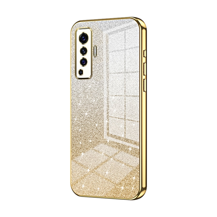 For vivo X50 Gradient Glitter Powder Electroplated Phone Case(Gold) - vivo Cases by PMC Jewellery | Online Shopping South Africa | PMC Jewellery