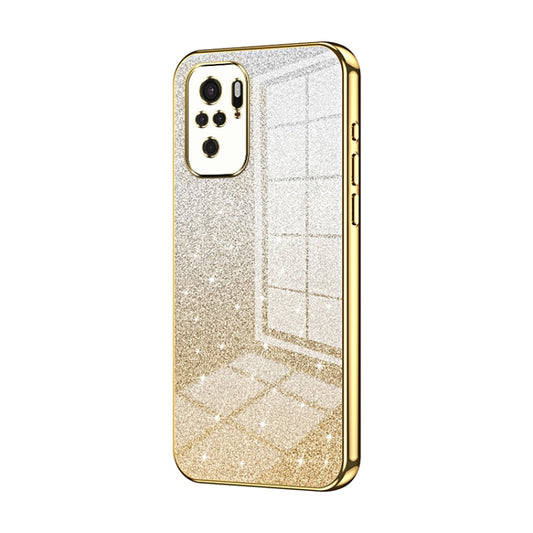 For Xiaomi Redmi Note 10/Note 10S Gradient Glitter Powder Electroplated Phone Case(Gold) - Xiaomi Cases by PMC Jewellery | Online Shopping South Africa | PMC Jewellery | Buy Now Pay Later Mobicred