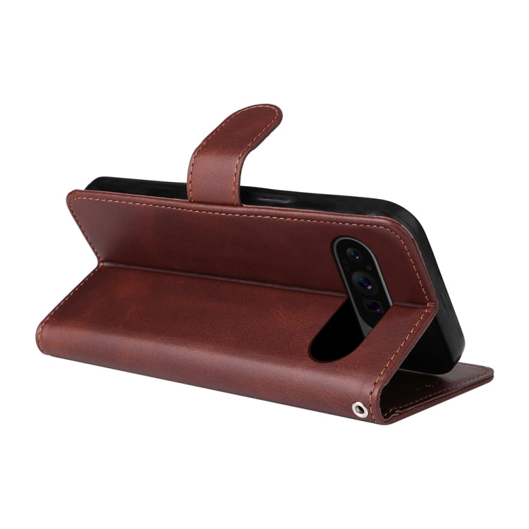 For Google Pixel 9 Pro Classic Calf Texture Flip Leather Phone Case(Brown) - Google Cases by PMC TechLife | Online Shopping South Africa | PMC TechLife | Buy Now Pay Later Mobicred