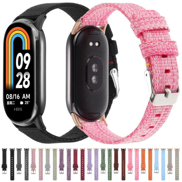 For Xiaomi Mi Band 8 Nylon Canvas Watch Band(Cyan Stripe) - free shipping - PMc TechLife - Order now!