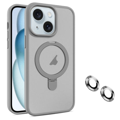 For iPhone 15 Plus MagSafe Magnetic Holder Phone Case(Grey) - iPhone 15 Plus Cases by PMC Jewellery | Online Shopping South Africa | PMC Jewellery