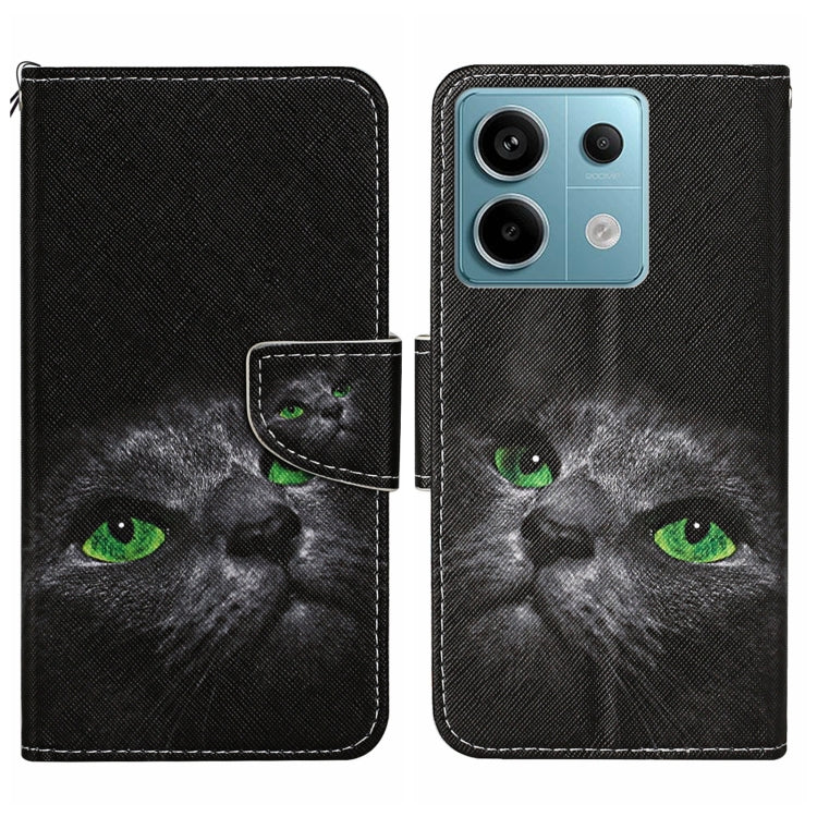 For Xiaomi Redmi Note 13 Pro 5G Colored Drawing Pattern Leather Phone Case(Black Cat) - Note 13 Pro Cases by PMC TechLife | Online Shopping South Africa | PMC TechLife | Buy Now Pay Later Mobicred