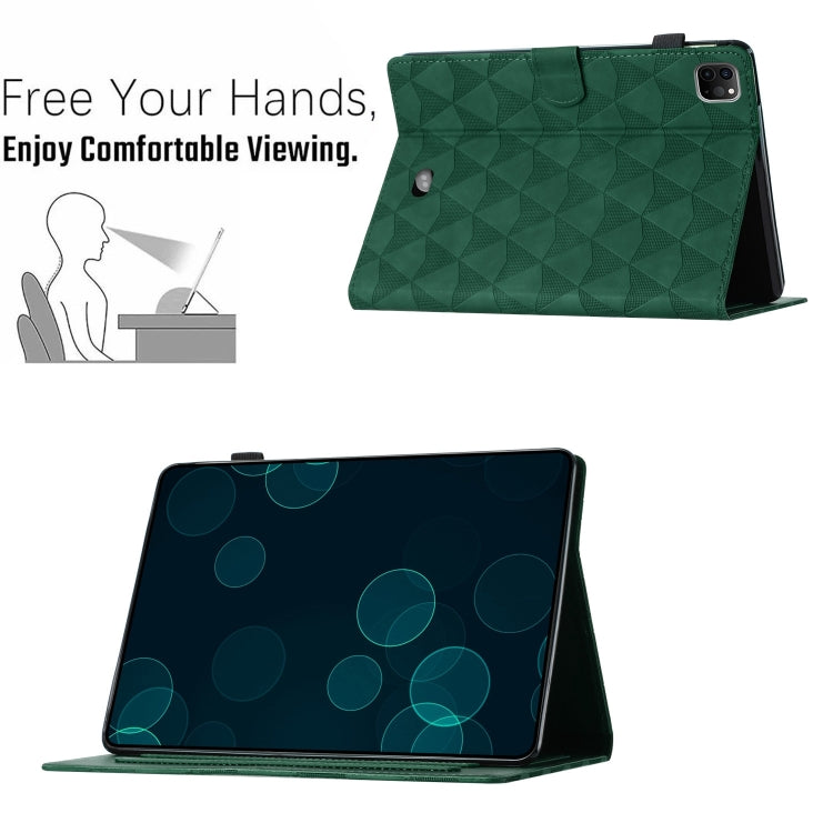 For iPad Pro 11 2024 Diamond Texture Embossed Leather Smart Tablet Case(Green) - iPad Pro 11 2024 Cases by PMC Jewellery | Online Shopping South Africa | PMC Jewellery | Buy Now Pay Later Mobicred