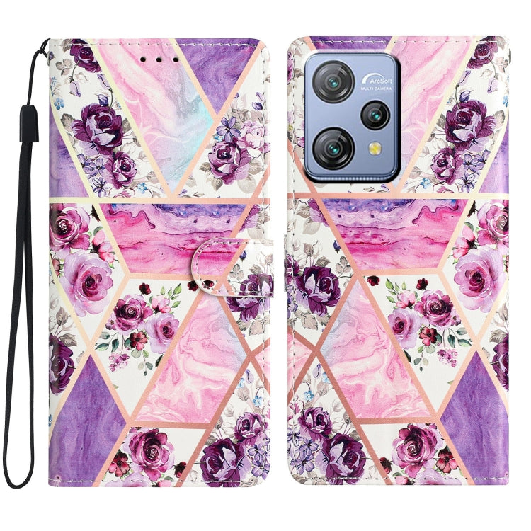 For Blackview A53 Pro Colored Drawing Leather Phone Case(Purple Marble) - More Brand by PMC Jewellery | Online Shopping South Africa | PMC Jewellery | Buy Now Pay Later Mobicred