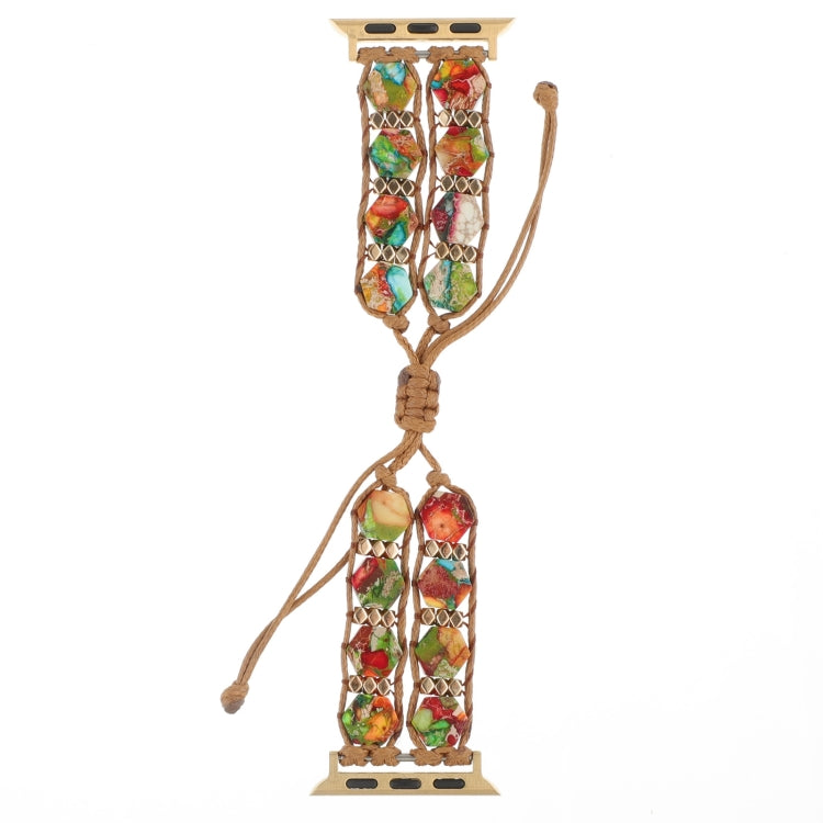 For Apple Watch Series 4 44mm Hexagonal Stones Drawstring Chain Watch Band(Colorful) - Watch Bands by PMC TechLife | Online Shopping South Africa | PMC TechLife