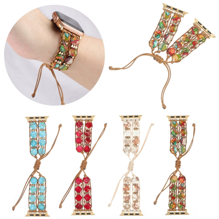 For Apple Watch Series 4 44mm Hexagonal Stones Drawstring Chain Watch Band(Colorful) - Watch Bands by PMC TechLife | Online Shopping South Africa | PMC TechLife