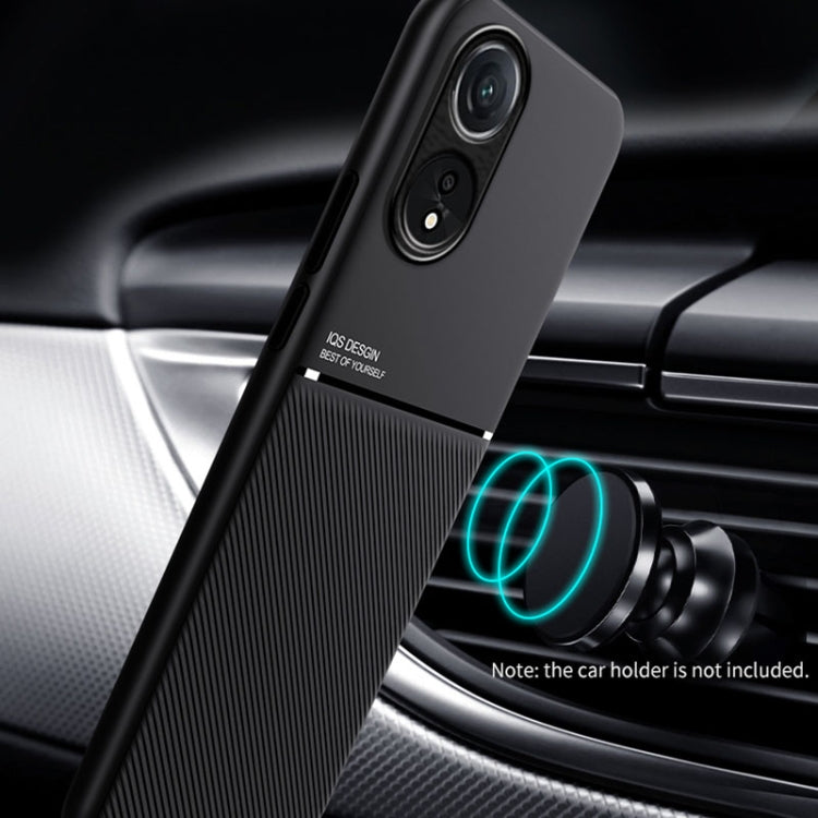 For OPPO A78 4G Classic Tilt Strip Grain Magnetic Shockproof PC + TPU Phone Case(Black) - OPPO Cases by PMC Jewellery | Online Shopping South Africa | PMC Jewellery