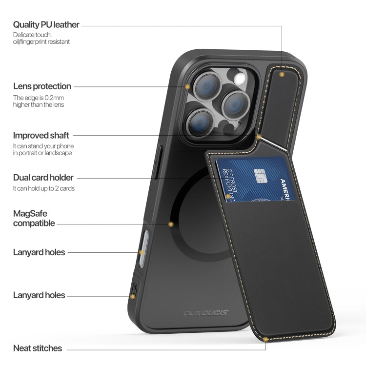 For iPhone 16 Pro DUX DUCIS Rafi II Series MagSafe Magnetic Holder RFID Phone Case(Black) - free shipping - PMC Jewellery - Order now!
