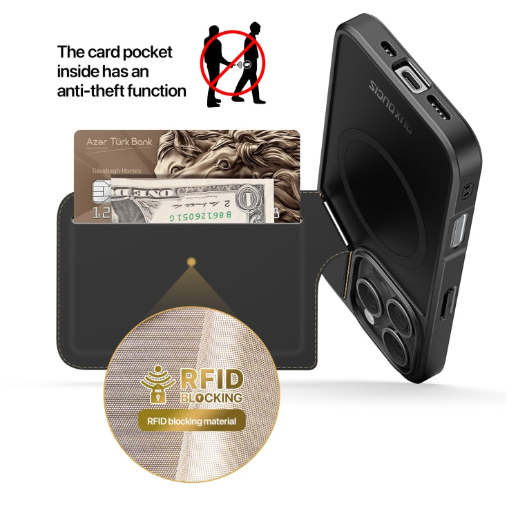 For iPhone 16 Pro DUX DUCIS Rafi II Series MagSafe Magnetic Holder RFID Phone Case(Black) - free shipping - PMC Jewellery - Order now!