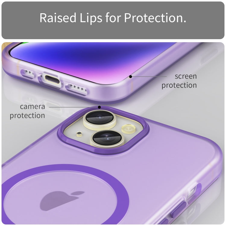 For iPhone 14 MagSafe Frosted Translucent TPU + PC Full Coverage Phone Case(Dark Purple) - iPhone 14 Cases by PMC TechLife | Online Shopping South Africa | PMC TechLife