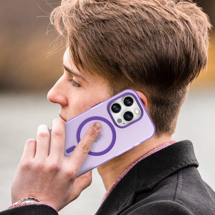 For iPhone 15 Pro MagSafe Frosted Translucent TPU + PC Full Coverage Phone Case(Dark Purple) - iPhone 15 Pro Cases by PMC TechLife | Online Shopping South Africa | PMC TechLife | Buy Now Pay Later Mobicred