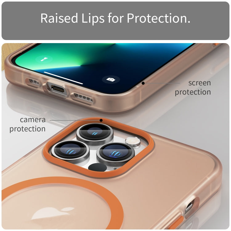 For iPhone 13 Pro MagSafe Frosted Translucent TPU + PC Full Coverage Phone Case(Orange) - iPhone 13 Pro Cases by PMC Jewellery | Online Shopping South Africa | PMC Jewellery