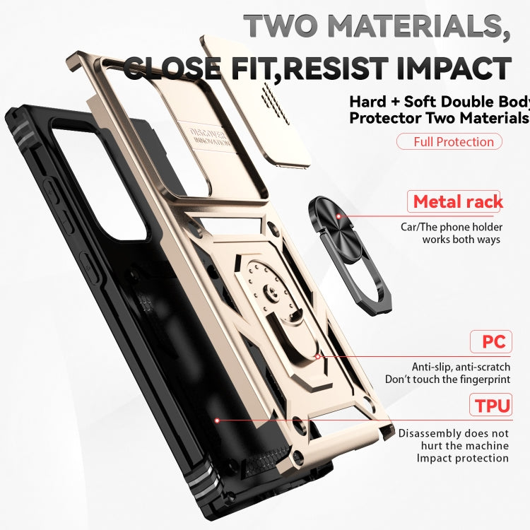 For Samsung Galaxy S24 Ultra 5G Sliding Camshield Holder Phone Case(Gold) - Galaxy S24 Ultra 5G Cases by PMC TechLife | Online Shopping South Africa | PMC TechLife