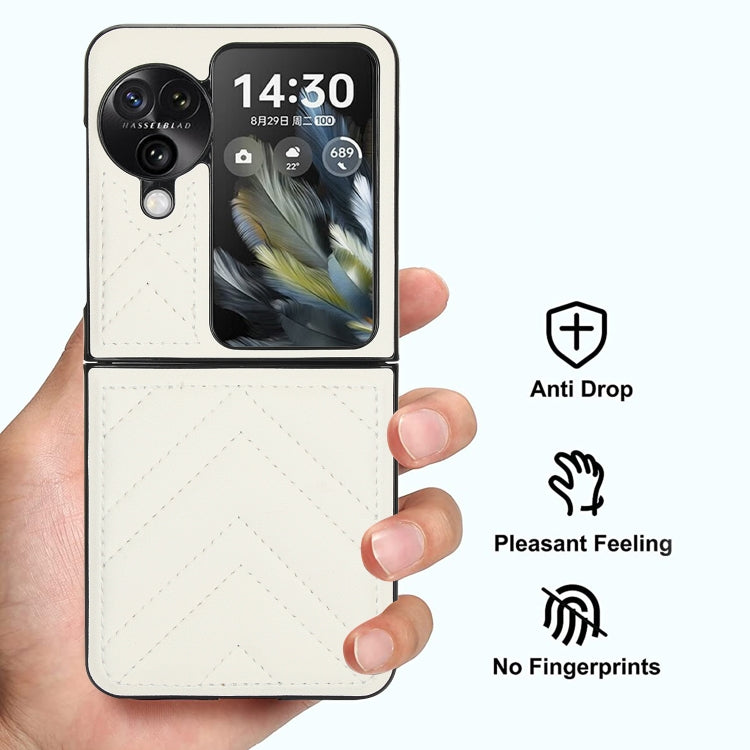 For OPPO Find N3 Flip V-shaped Folding Phone Case(White) - Find N3 Flip Cases by PMC Jewellery | Online Shopping South Africa | PMC Jewellery | Buy Now Pay Later Mobicred