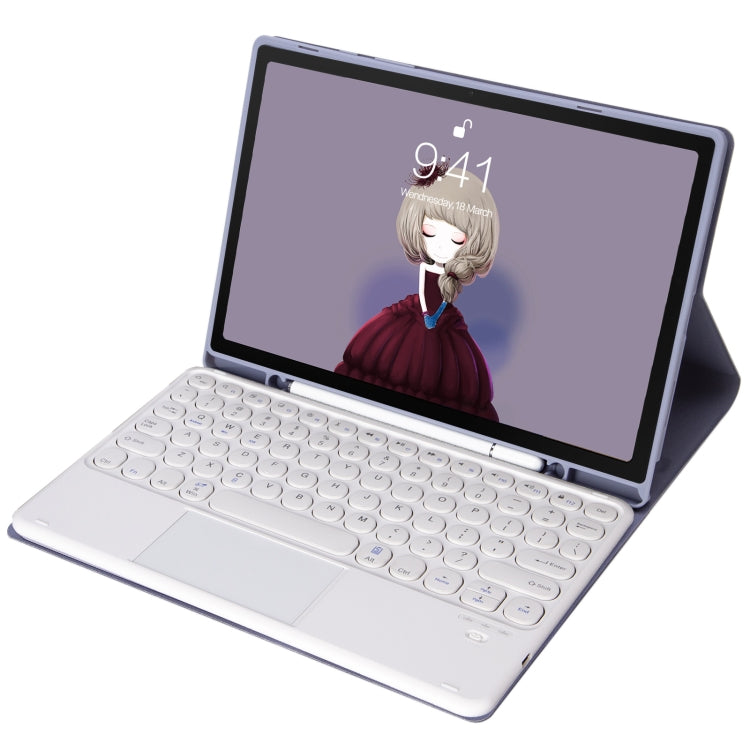 For Samsung Galaxy Tab S9 FE Candy Color TPU Round Keycap Touch Bluetooth Keyboard Leather Case(Purple) - Samsung Keyboard by PMC TechLife | Online Shopping South Africa | PMC TechLife
