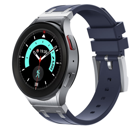 For Samsung Galaxy watch 4 / 5 / 6 AP Series Liquid Silicone Watch Band(Silver Blue) - Watch Bands by PMC Jewellery | Online Shopping South Africa | PMC Jewellery