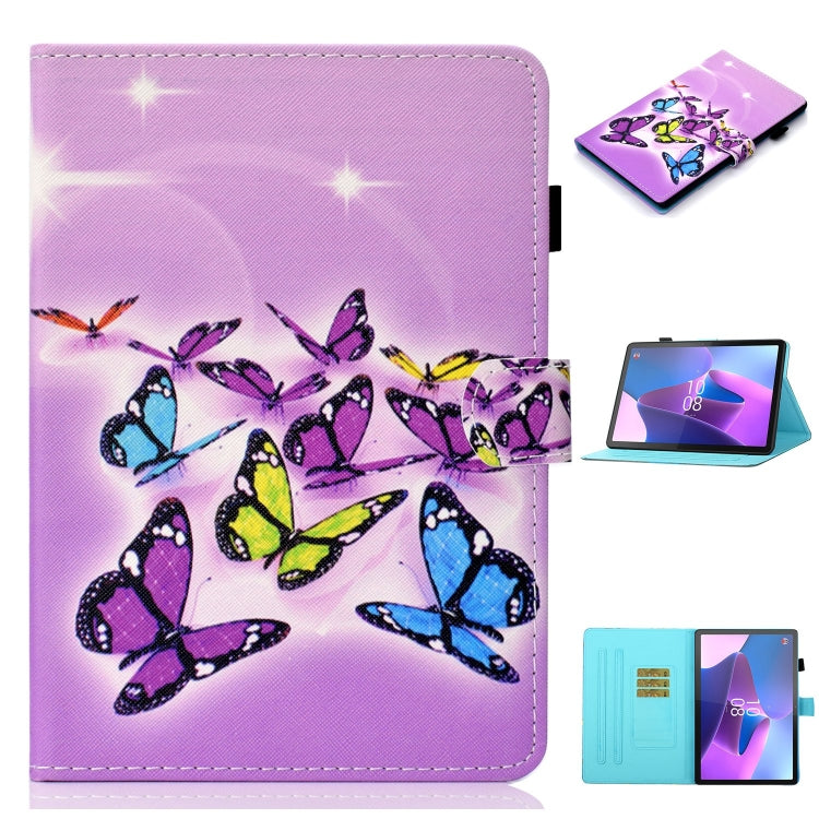 For Lenovo Tab P12 2023 / TB370FU Coloured Drawing Stitching Smart Leather Tablet Case(Butterfly) - Lenovo by PMC TechLife | Online Shopping South Africa | PMC TechLife | Buy Now Pay Later Mobicred