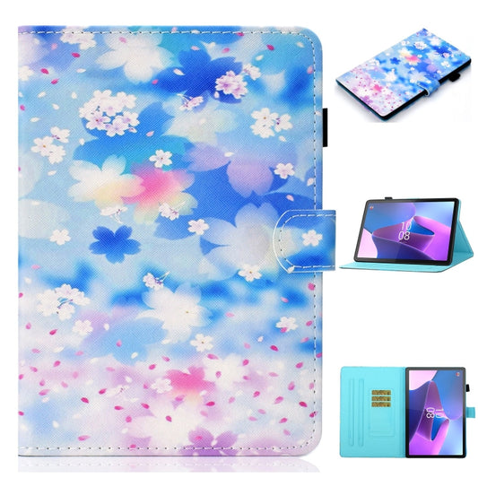 For Lenovo Tab P12 2023 / TB370FU Coloured Drawing Stitching Smart Leather Tablet Case(Petal Shower) - Lenovo by PMC Jewellery | Online Shopping South Africa | PMC Jewellery | Buy Now Pay Later Mobicred