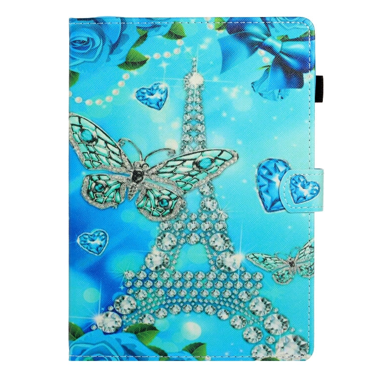 For Lenovo Tab P12 2023 / TB370FU Coloured Drawing Stitching Smart Leather Tablet Case(Butterfly Tower) - Lenovo by PMC TechLife | Online Shopping South Africa | PMC TechLife | Buy Now Pay Later Mobicred